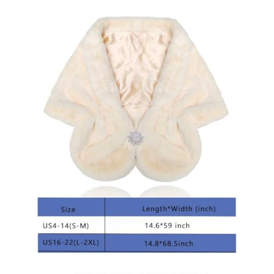 Aukmla Women's Wedding Fur Wra - Stole Wedding Shawl 리뷰 및 가격