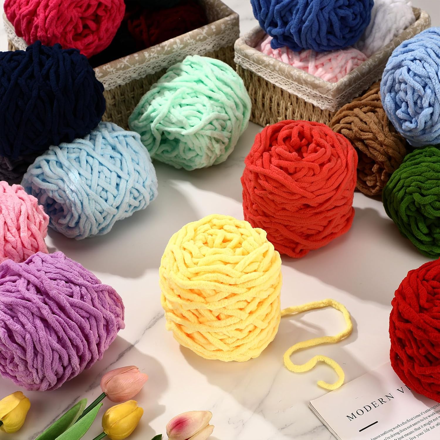 3PCS 300g Chenille Knitting Ya - Woven Scarf Blanket 리뷰 및 가격