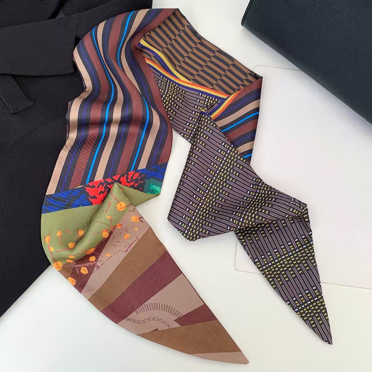 Luxury Print Long Hair Ribbon  - Ascot Neck Scarf 리뷰 및 가격