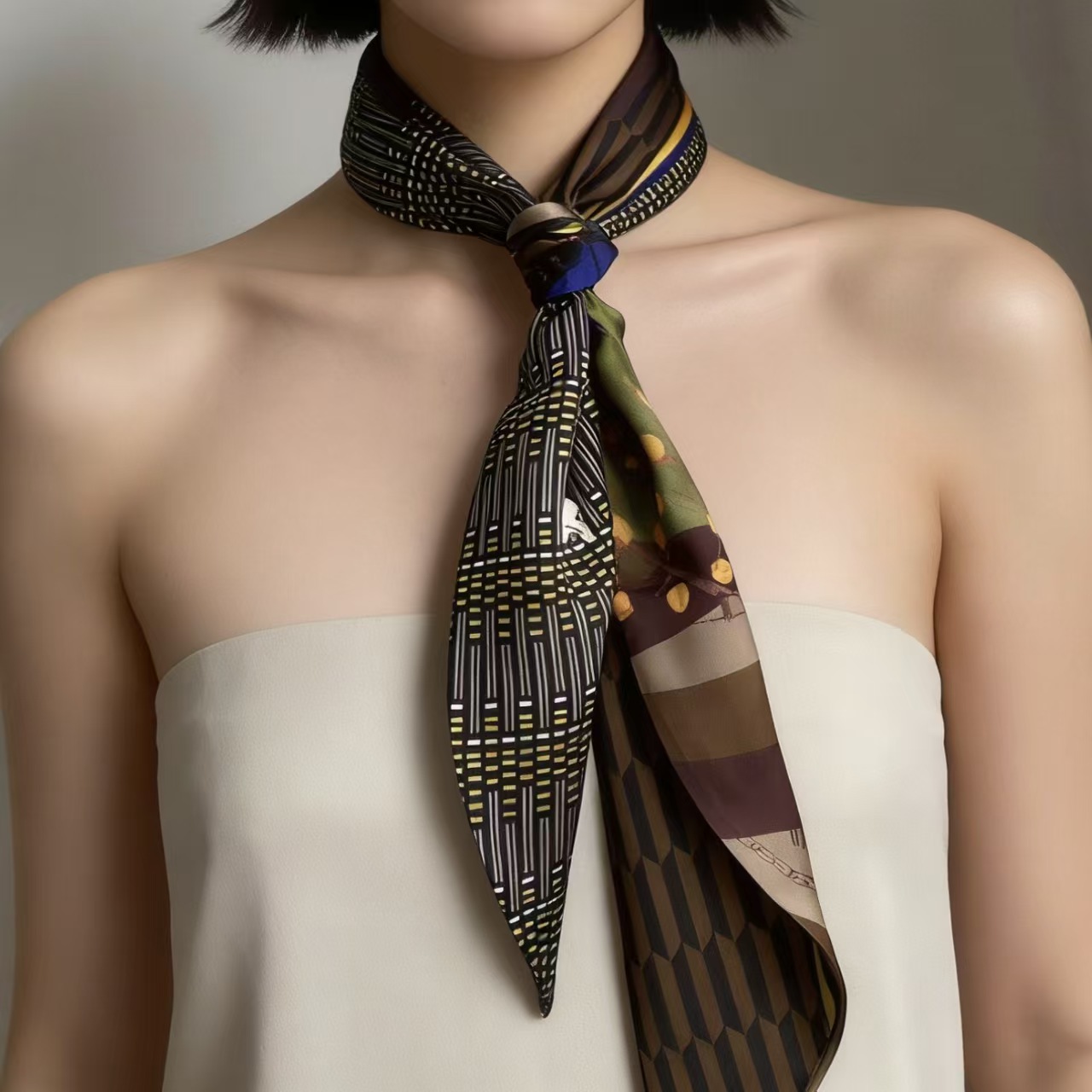 Luxury Print Long Hair Ribbon  - Ascot Neck Scarf 리뷰 및 가격
