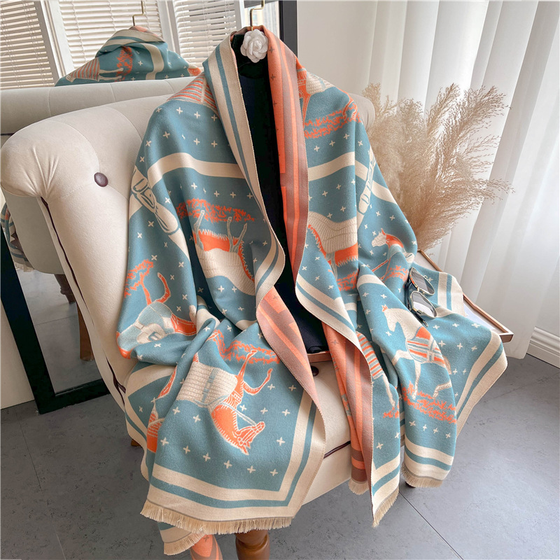Luxury Horse Print Thick Cashm - Woven Scarf Blanket 리뷰 및 가격