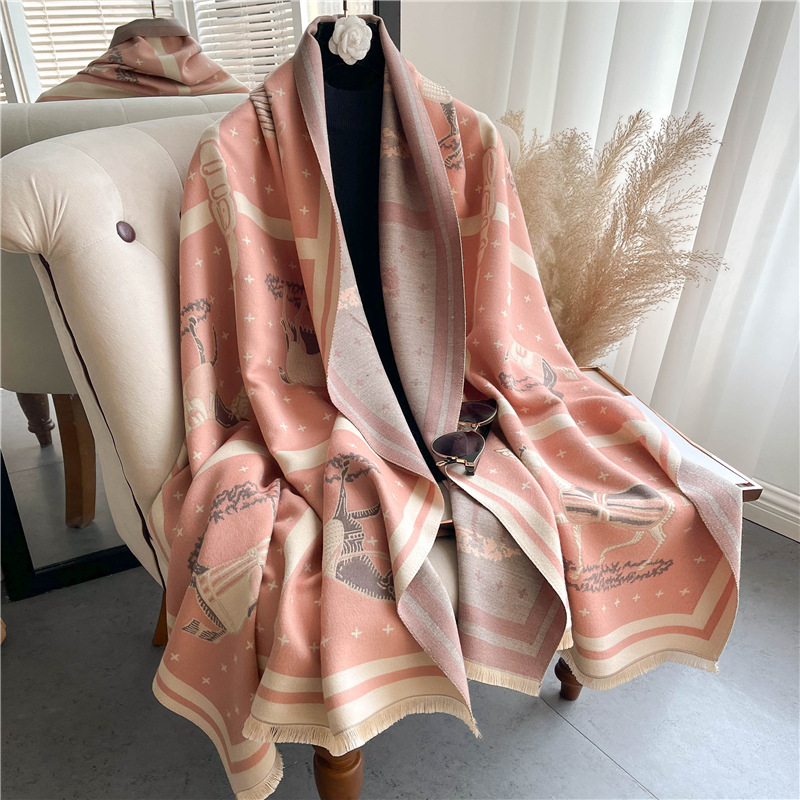 Luxury Horse Print Thick Cashm - Woven Scarf Blanket 리뷰 및 가격