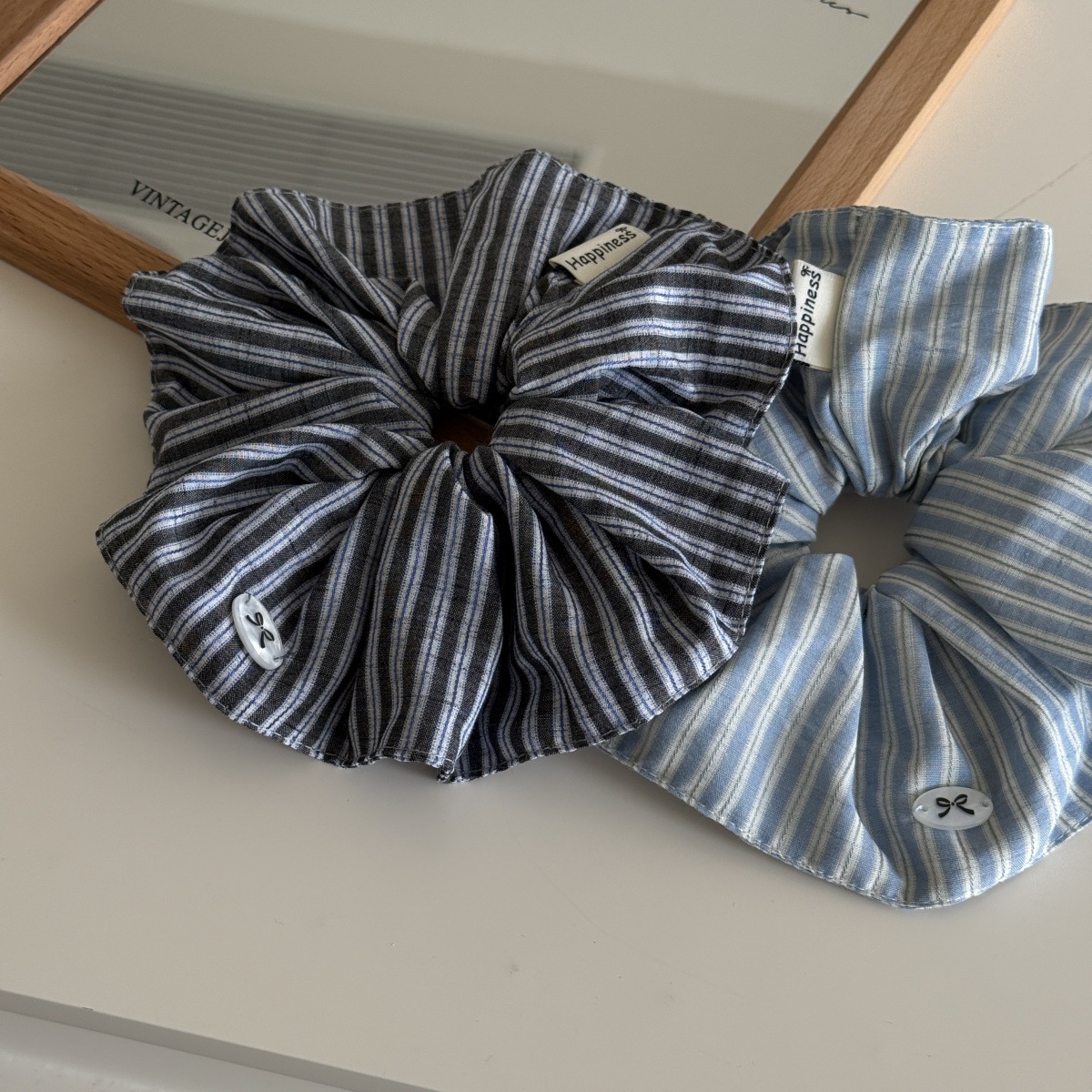 Blue Solid Color Silk Hair Ban - Silk Tie Striped 리뷰 및 가격