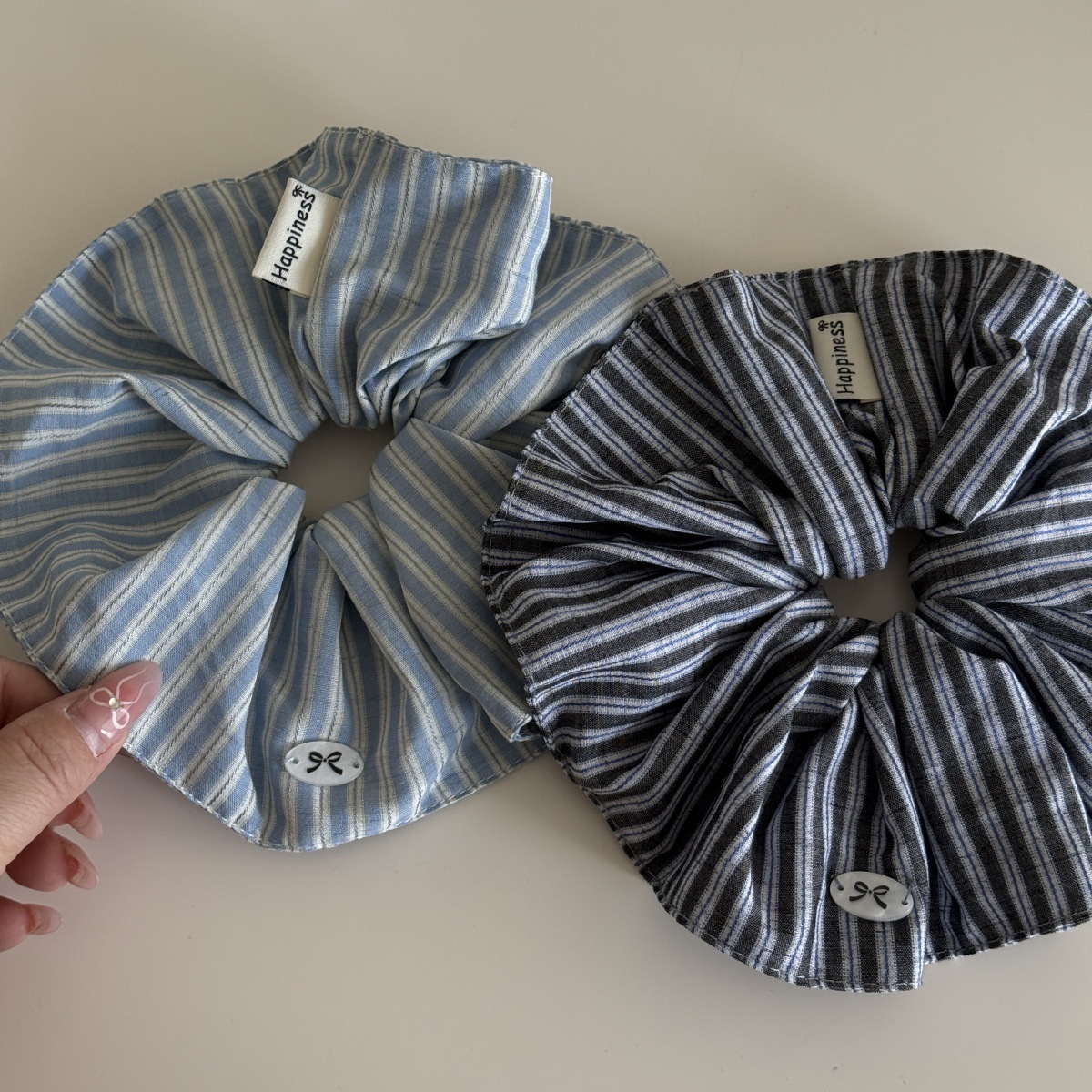 Blue Solid Color Silk Hair Ban - Silk Tie Striped 리뷰 및 가격