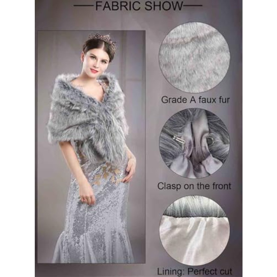 Aukmla Women's Wedding Fur Wra - Stole Wedding Shawl 리뷰 및 가격