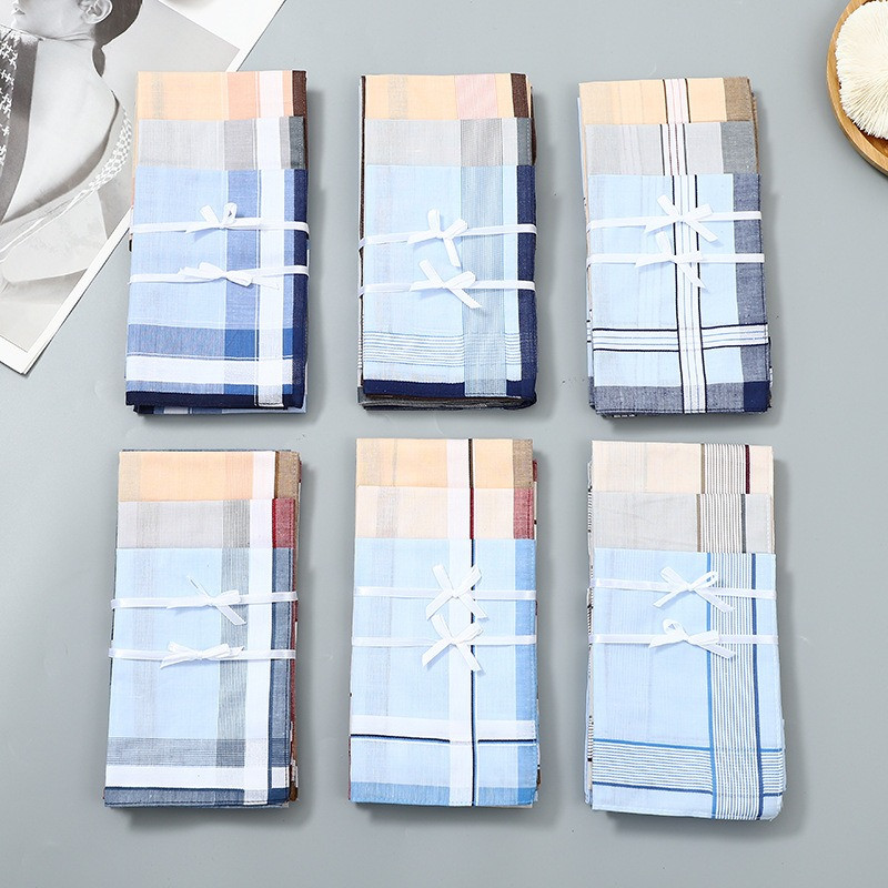 3Pcs 40x40cm Vintage Plaid Str - Handkerchief Cotton Men 리뷰 및 가격