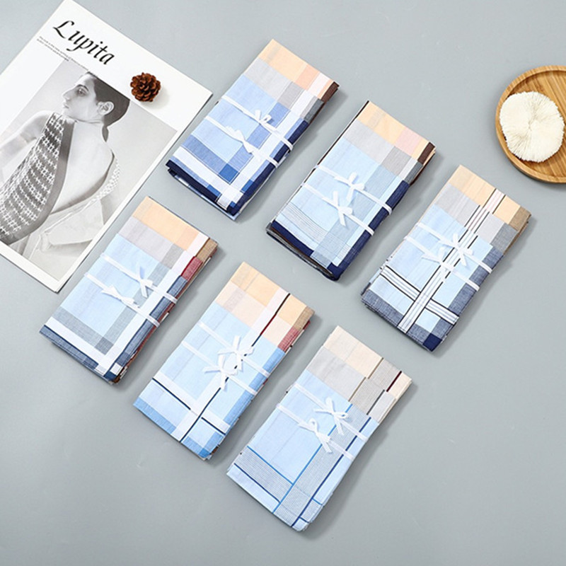 3Pcs 40x40cm Vintage Plaid Str - Handkerchief Cotton Men 리뷰 및 가격