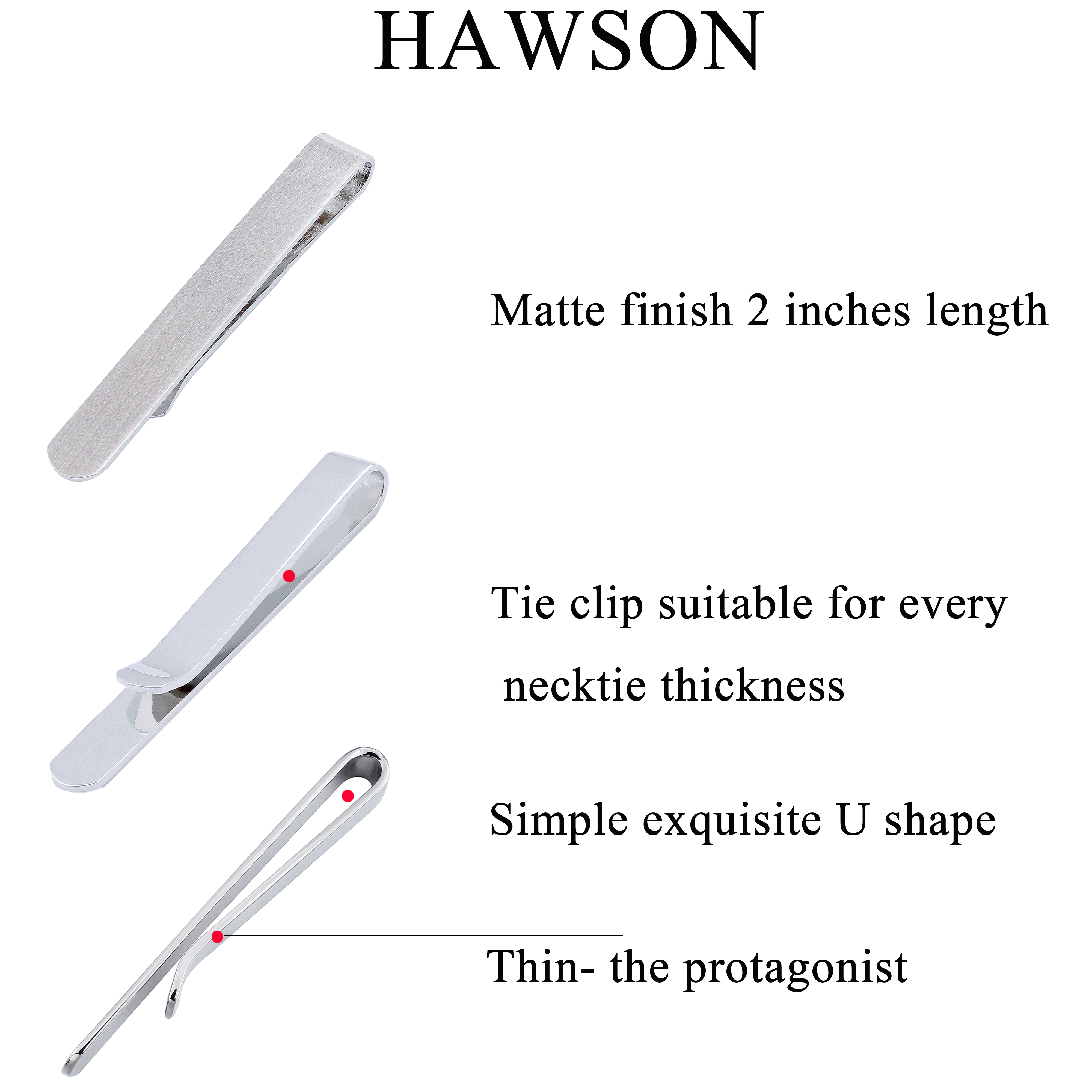 HAWSON 4pcs Skinny Tie Clip fo - Tie Bar Set Gift 리뷰 및 가격