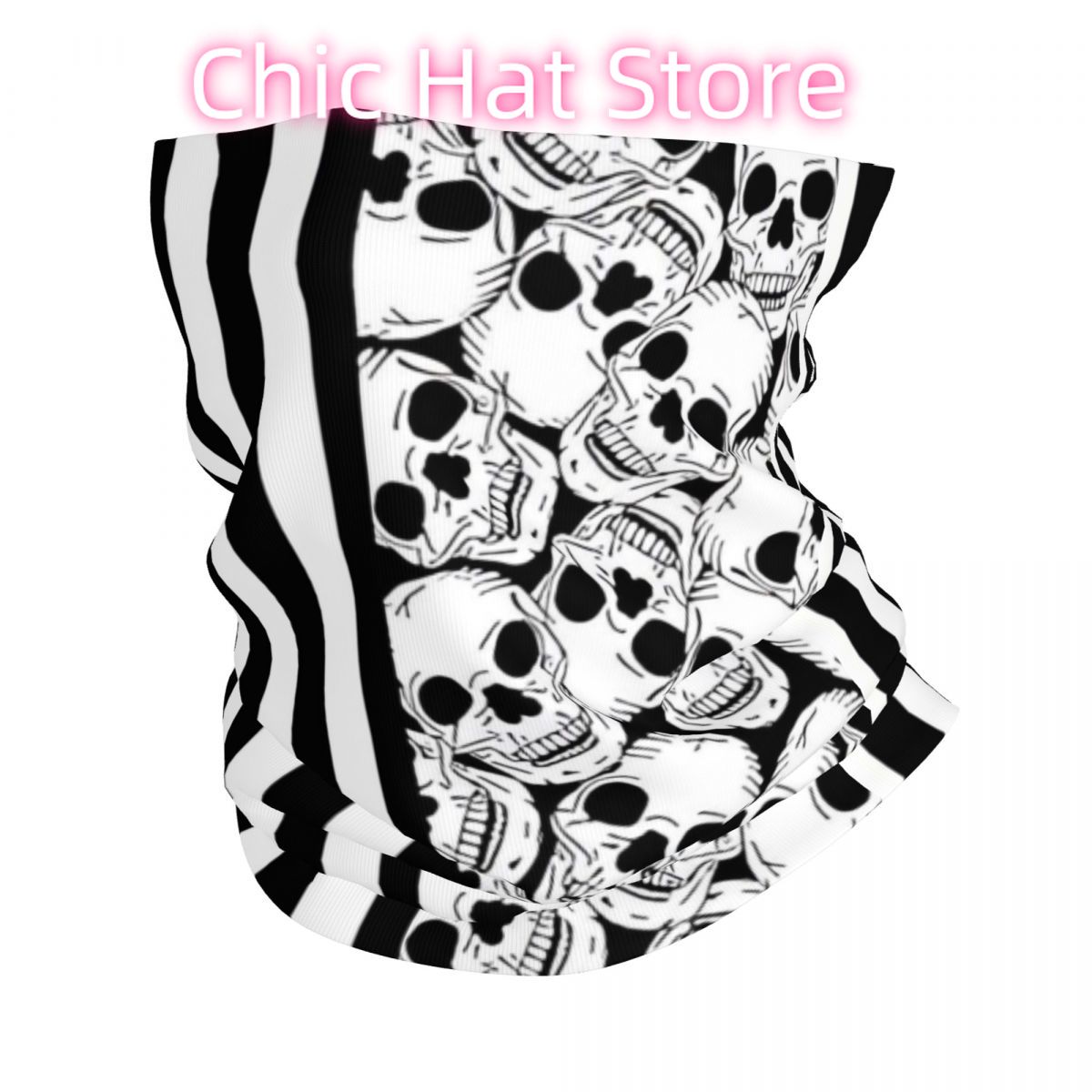 Black And White Skulls And Str - Neck Warmer Tube 리뷰 및 가격