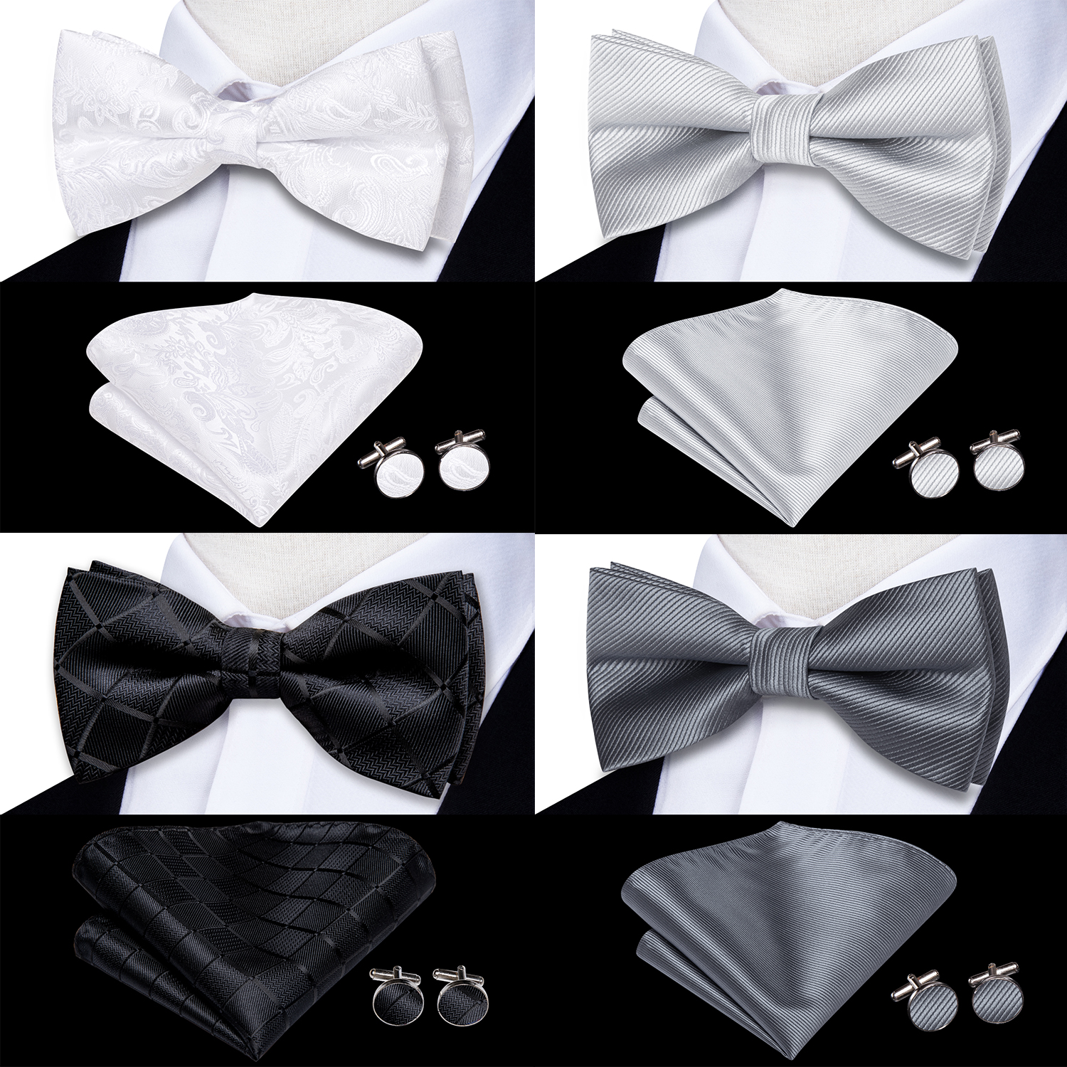 Hi-Tie Mens Bow Tie Hanky Cuff - Bow Tie Pre Tied 리뷰 및 가격