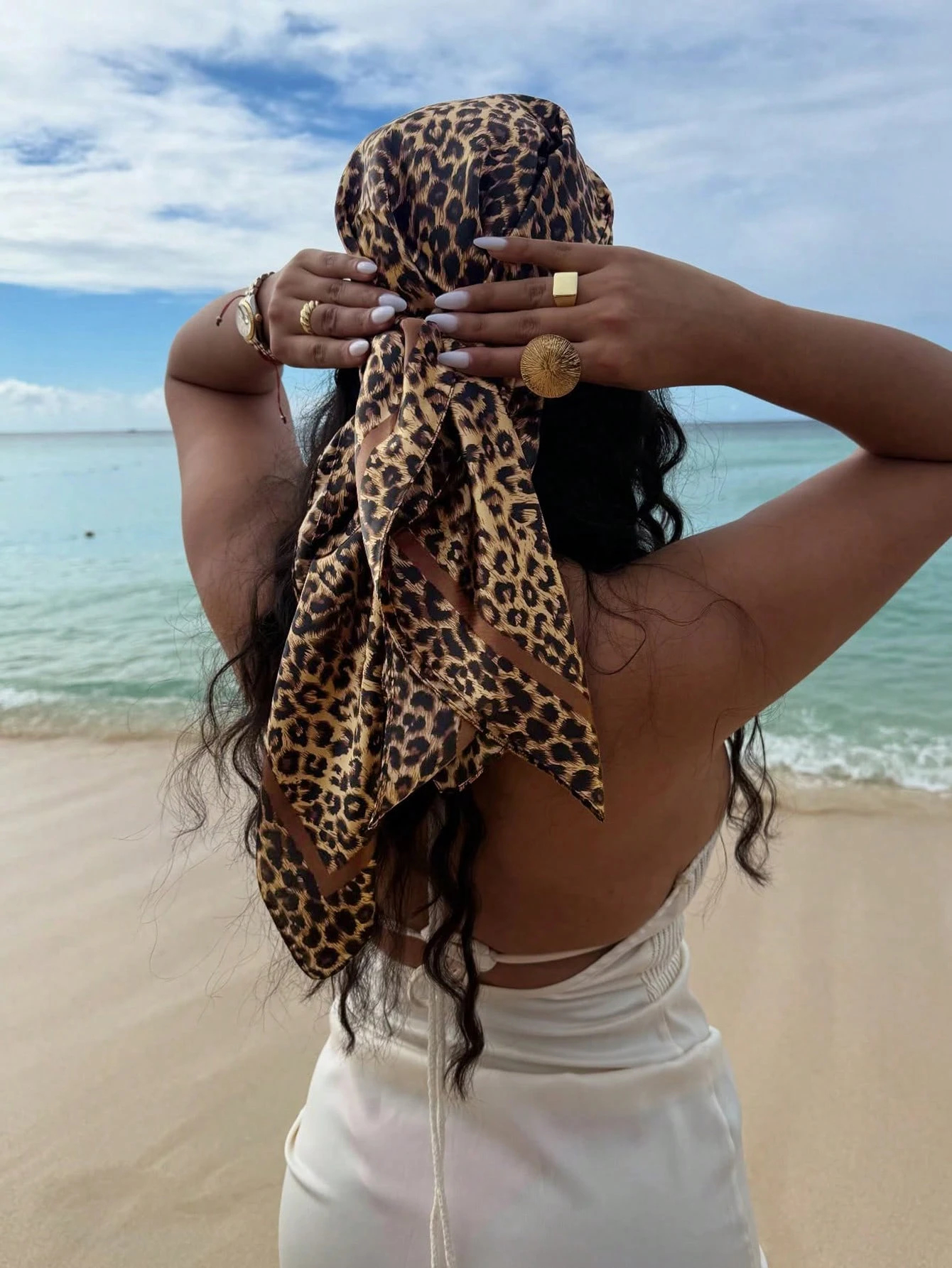90cm Leopard Print Neckerchief - Face Scarf Mask 리뷰 및 가격