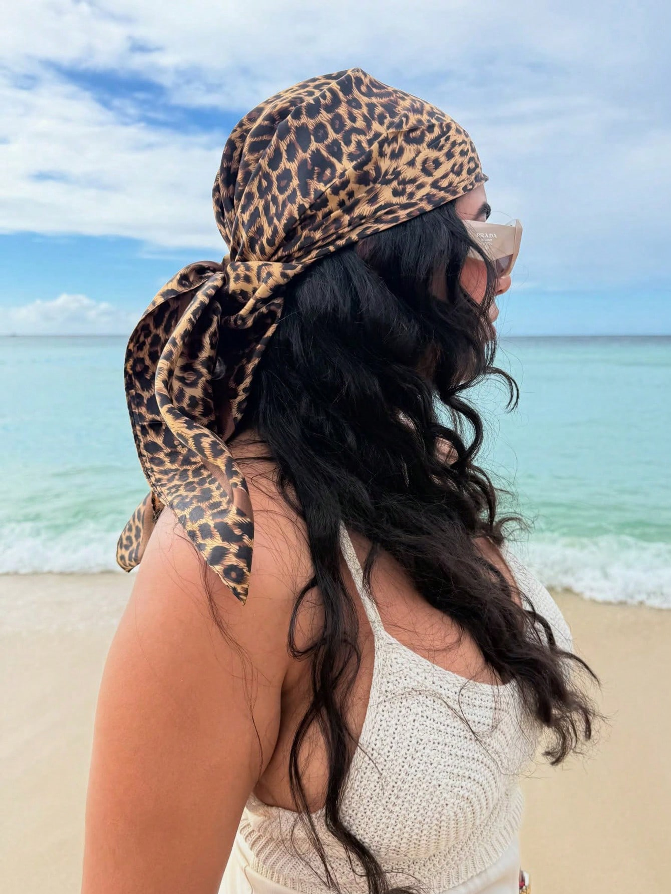 90cm Leopard Print Neckerchief - Face Scarf Mask 리뷰 및 가격