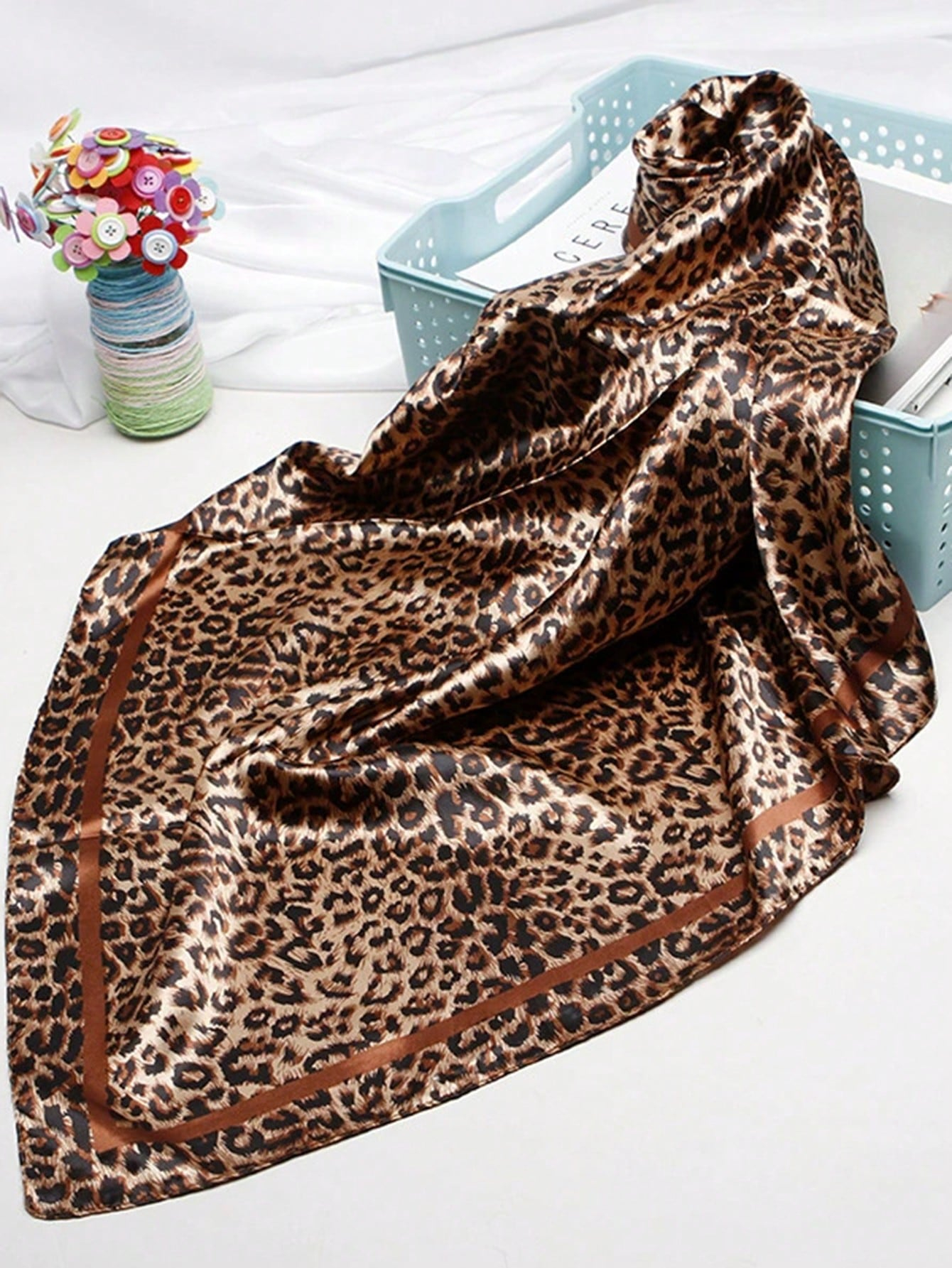 90cm Leopard Print Neckerchief - Face Scarf Mask 리뷰 및 가격