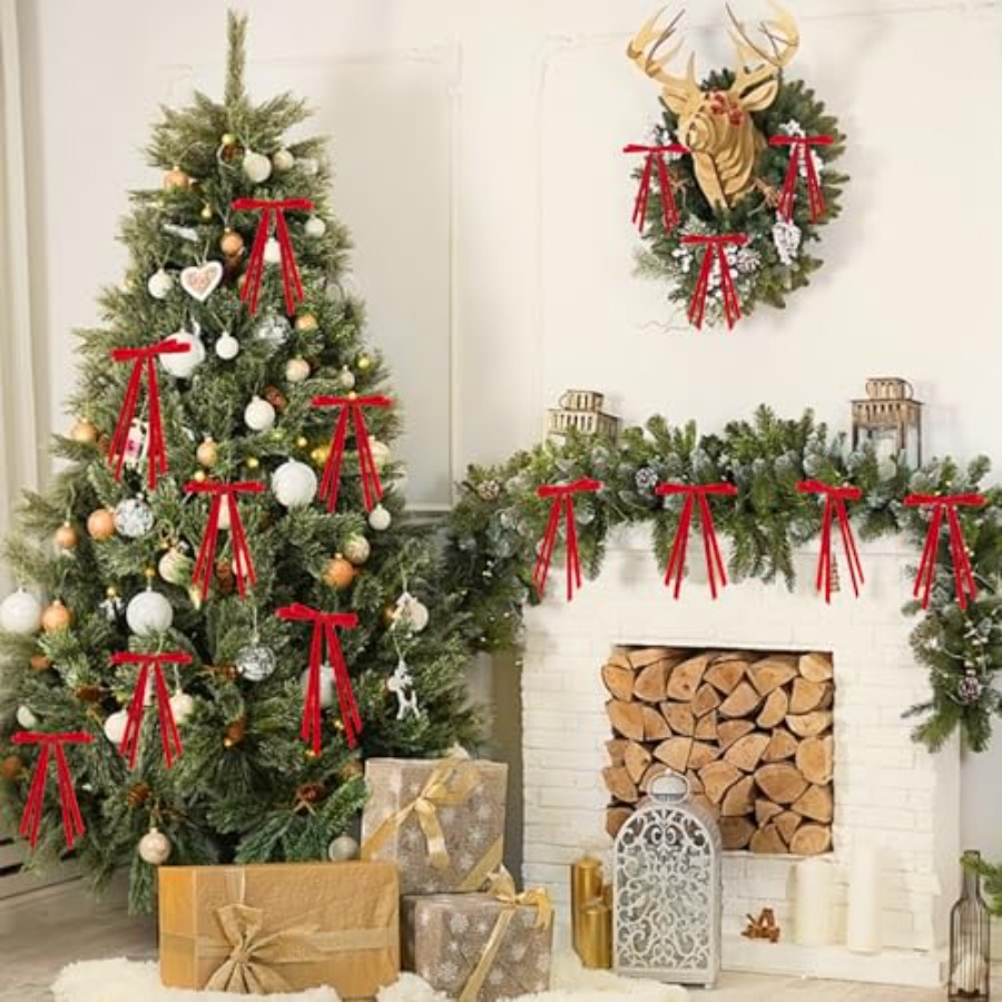 24 Pcs Christmas Bows for Tree - Bow Tie Pre Tied 리뷰 및 가격