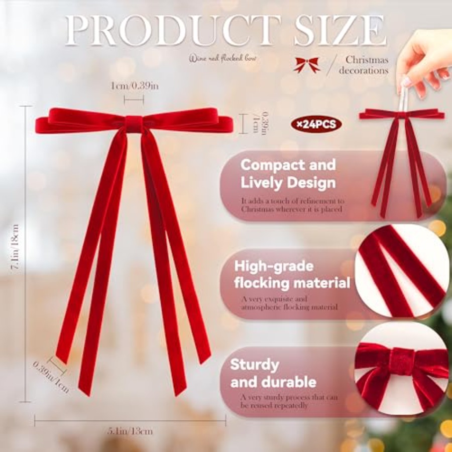 24 Pcs Christmas Bows for Tree - Bow Tie Pre Tied 리뷰 및 가격