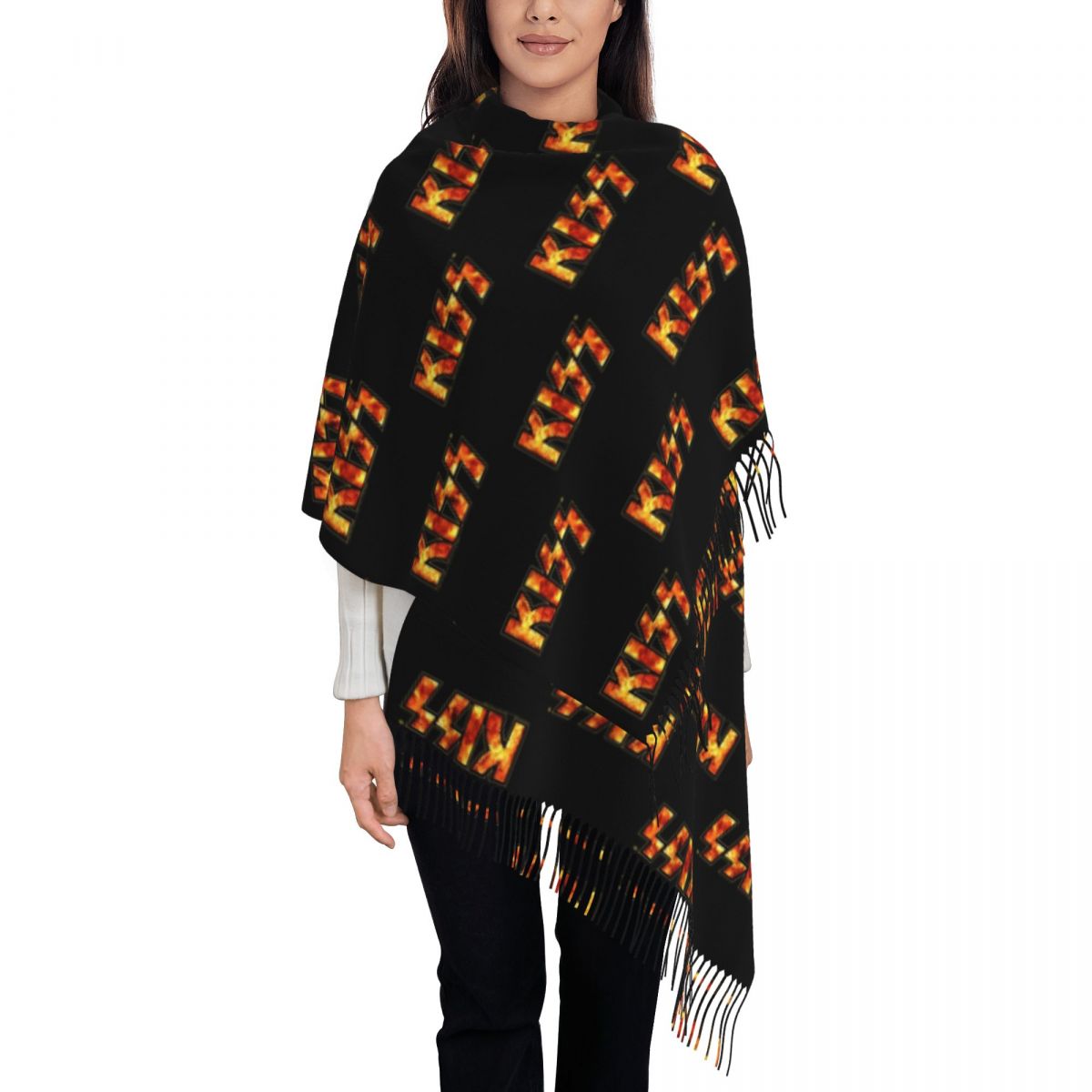 Kiss Band Fire Logo Shawl Wrap - Pashmina Wrap Large 리뷰 및 가격