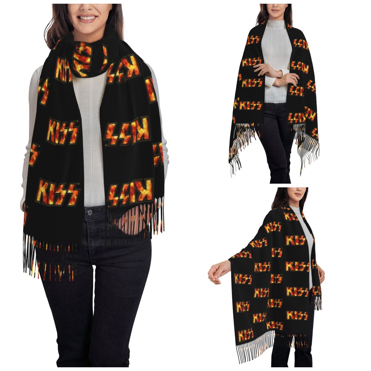 Kiss Band Fire Logo Shawl Wrap - Pashmina Wrap Large 리뷰 및 가격