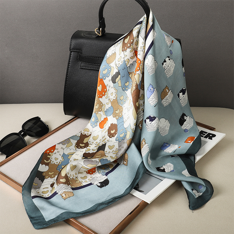 Luxury Silk Shawl Fat Cat Squa - Face Scarf Mask 리뷰 및 가격