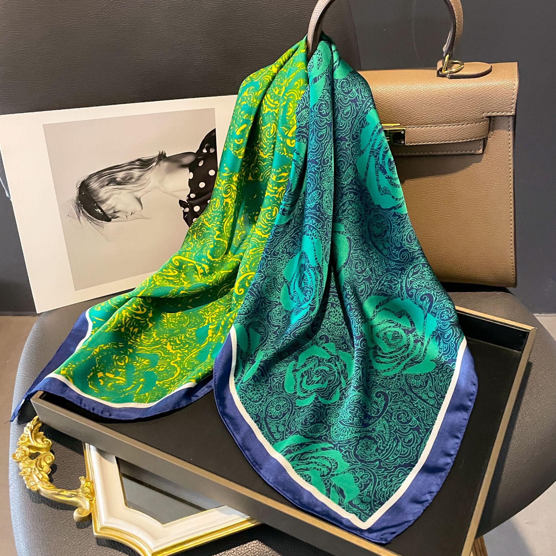 70x70cm Women Scarf Silk Feeli - Ascot Neck Scarf 리뷰 및 가격
