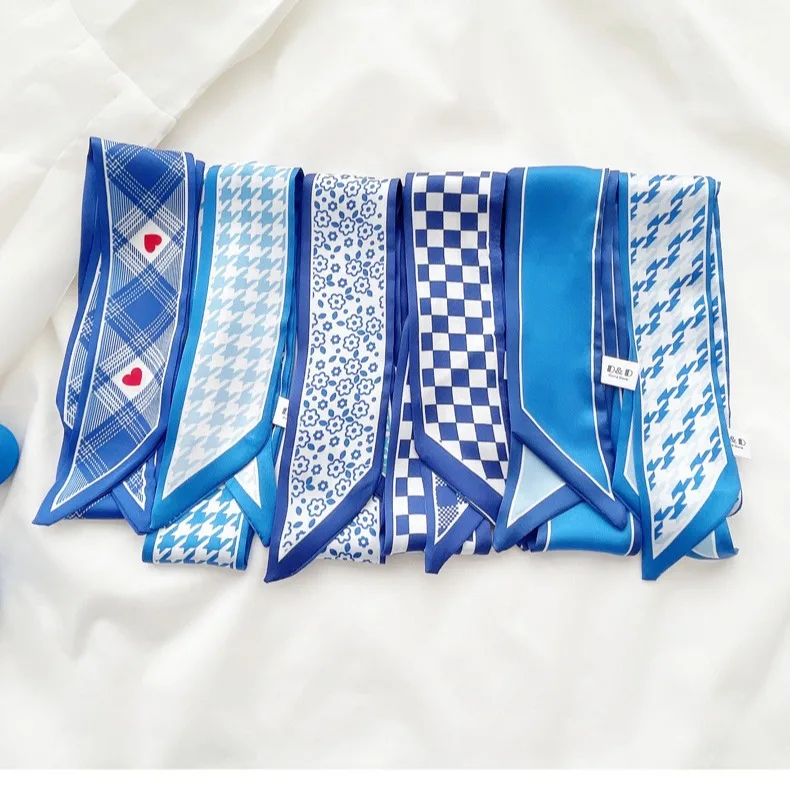 Klein blue silk scarf new chec - Ascot Neck Scarf 리뷰 및 가격