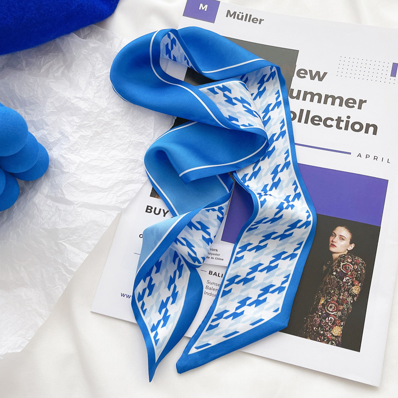 Klein blue silk scarf new chec - Ascot Neck Scarf 리뷰 및 가격