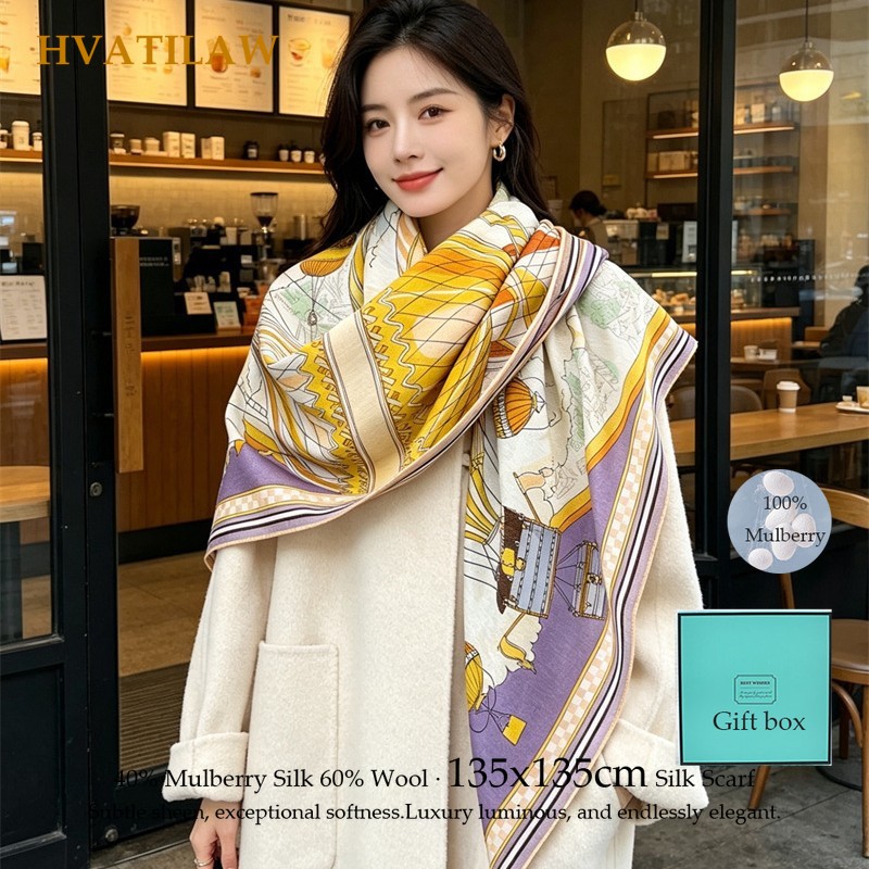 Fashion 135x135cm Silk Wool Sc - Pashmina Wrap Large 리뷰 및 가격
