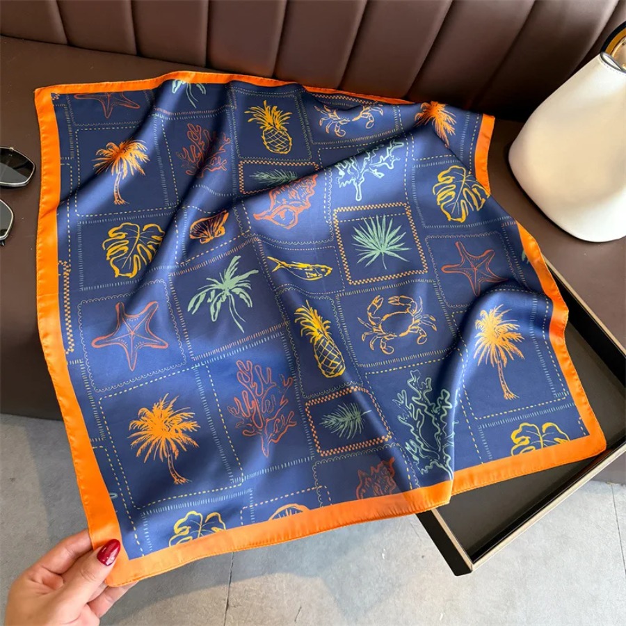 Blue Print Silk Square Scarf W - Bandana Cotton 리뷰 및 가격