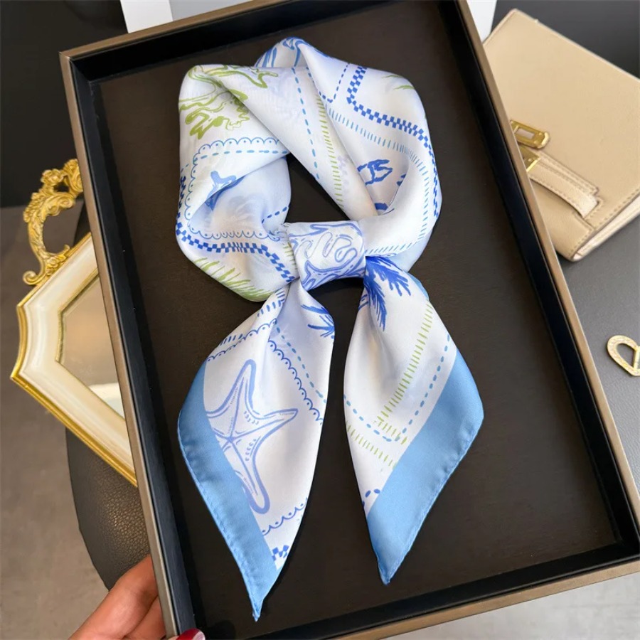 Blue Print Silk Square Scarf W - Bandana Cotton 리뷰 및 가격